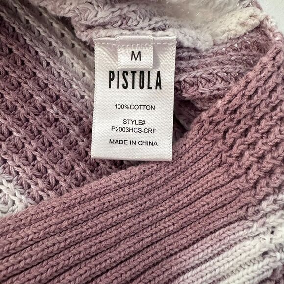 Pistola Sweater Womens Sz M Tie Dye Waffle Jumper Crewneck Pullover White Pink - Picture 6 of 13